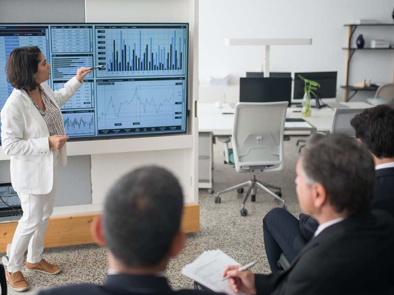 woman presenting before her clients image